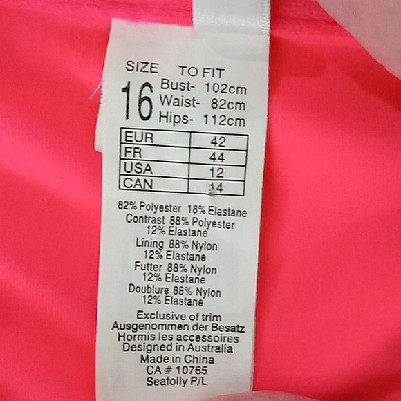 Seafolly Kiara Coral Pink Swimsuit Top Pleated Halter Tie Lightly Padded Cups - Picture 7 of 7